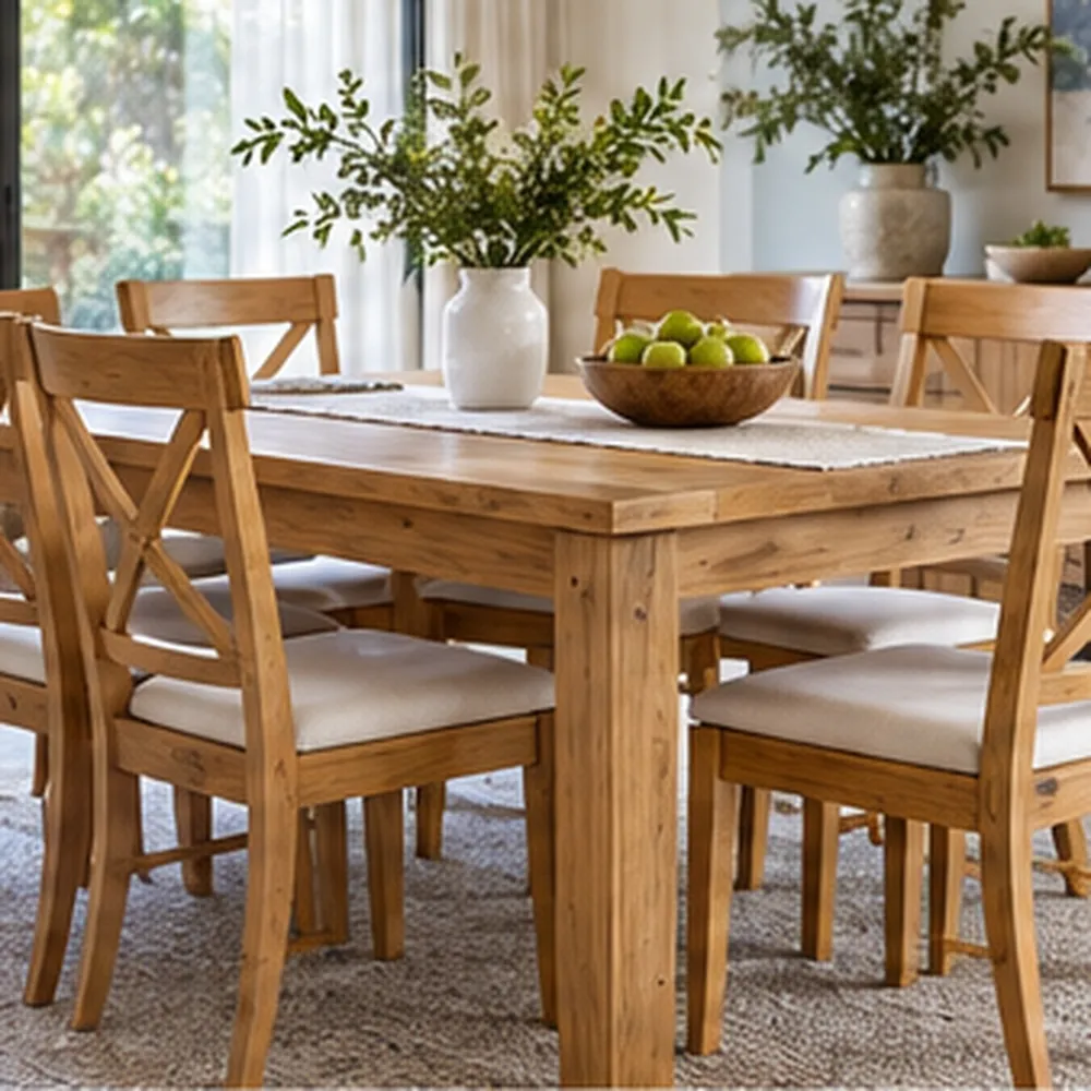 Detalle de un juego de comedor de madera
